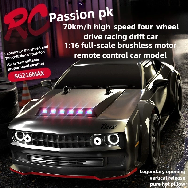 Kawaii Toy Car Funny Gift-70km/h High-speed 4WD Rc Drift Car,1:16 Brushless Motor Remote Control Car Model,rc Cars Toys for Boys
