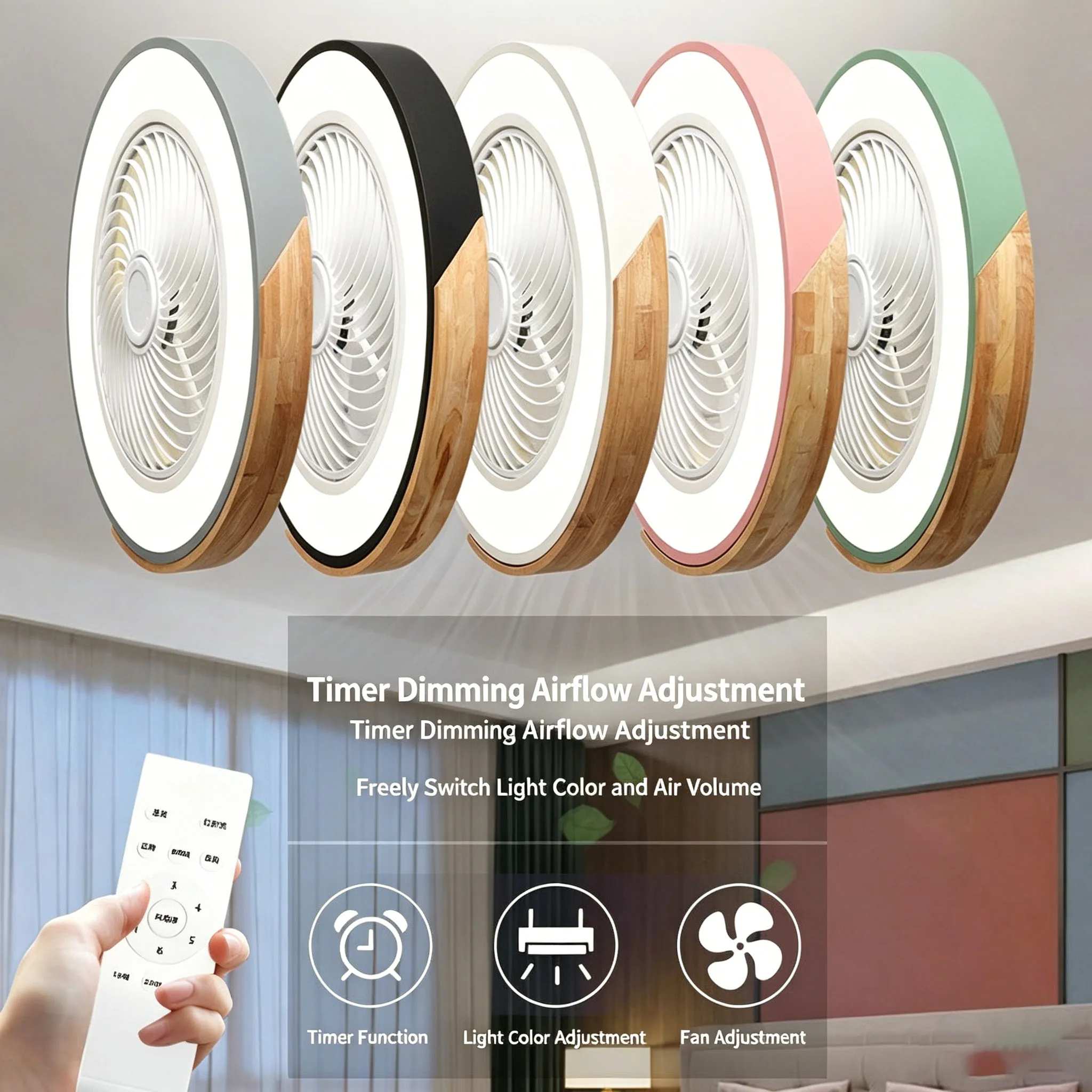 

Integrated ceiling fan light, bedroom ceiling fan light, living room dining room ceiling light, modern simple and quiet internet
