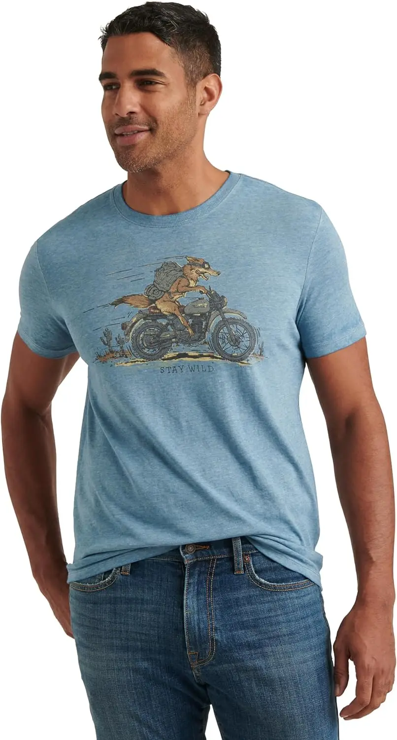 Mens Short Sleeve Crew Neck Coyote Rider Tee Shirt