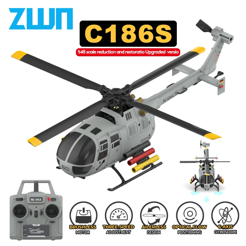 

C186S RC Вертолет 2,4G 6-Aixs Гироскоп 4CH Удержание высоты Оптический поток Бесщеточный пульт дистанционного управления Вертолет Игрушки для детей и взрослых