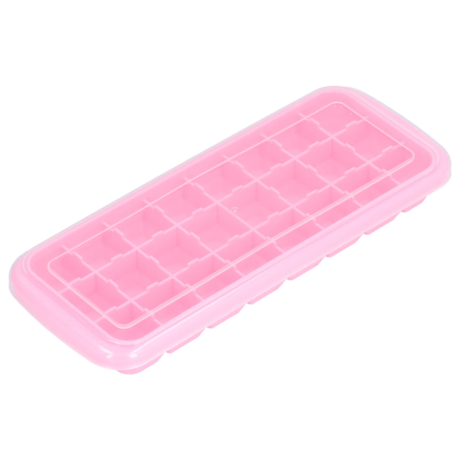 

24‑Grids Ice Cubes Tray with Lid Food Grade Silicone DIY Ice Mold Tray for Home Bar UsePink