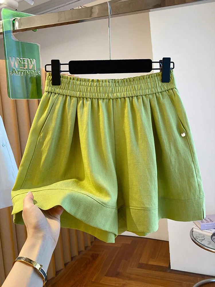 Shorts Casuales de Cintura Elástica Estilo Coreano 2026, Shorts Deportivos de Verano para Mujer, Holgados, de Color Sólido, Versátiles y a la Moda
