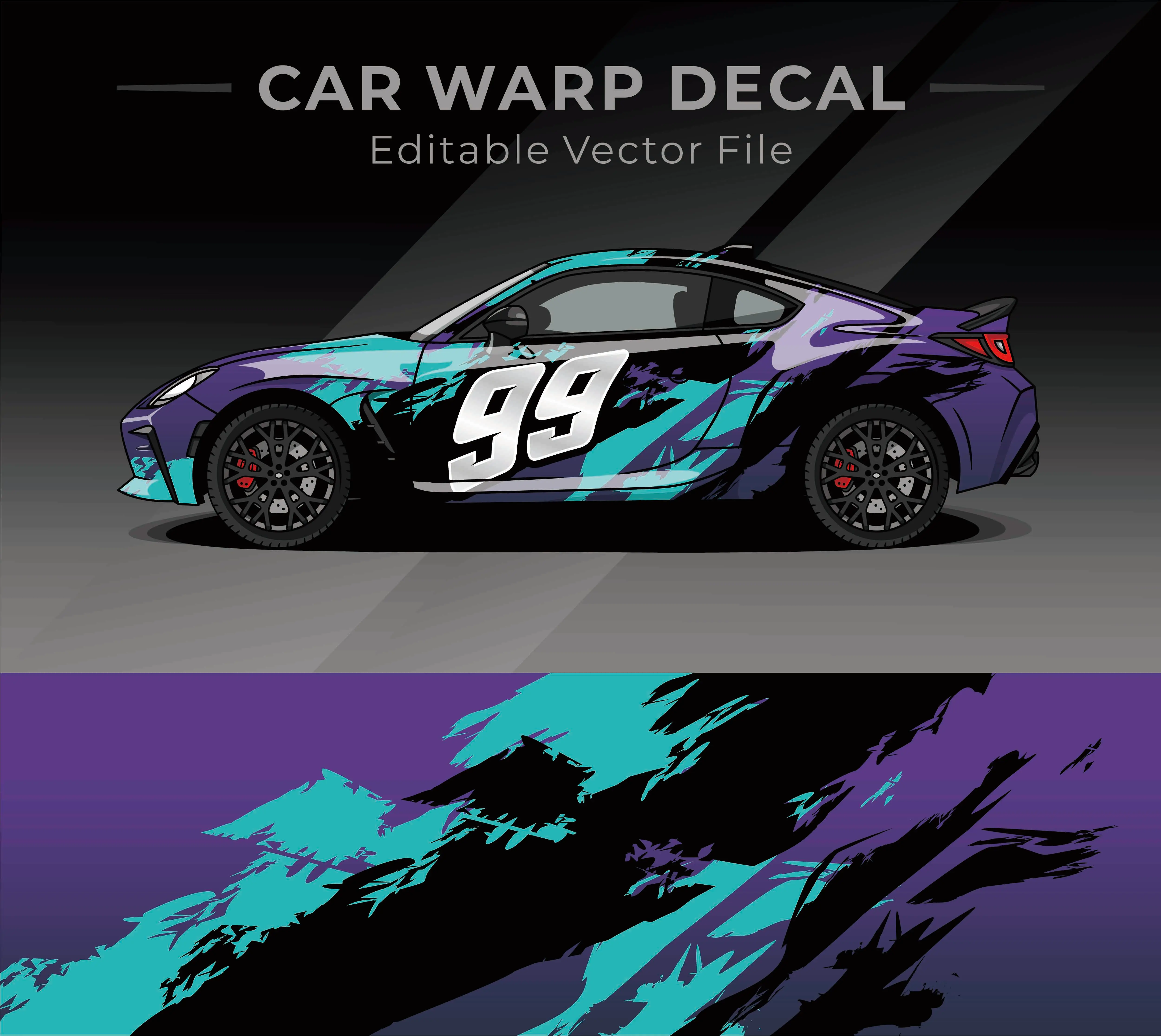 Colorful Splash Lines Racing Full Body Vinyl Wrap Modern Design Vector Image Sticker Decorative Auto Decal Graphic Vehicle Decal