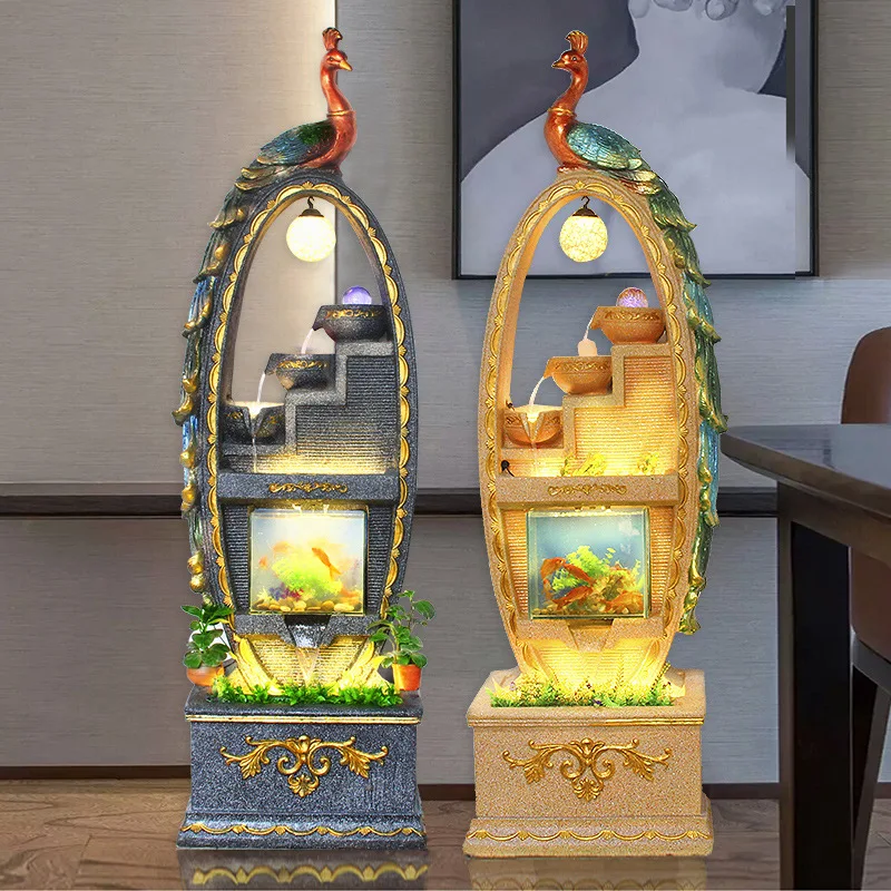 Chinese-style flowing water fountain feng shui wheel lucky decoration living room ornament