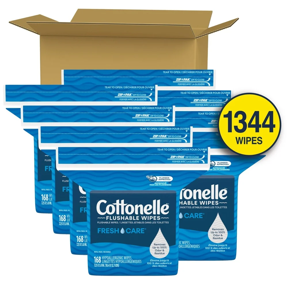 Tisu Basah Dapat Dibilas Dewasa 100% Tas Dapat Ditutup Kembali Mudah Terurai 168 Hitung Lembut Pada Kulit Penghilang Bau Penghilang Berantakan Aman Septik