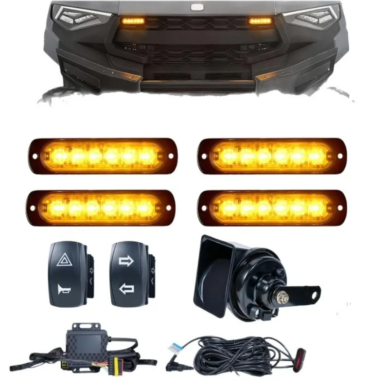 ATV UTV Turn Signal Kit with Horn Pre-Wired Harness LED Flasher Relay Street Legal