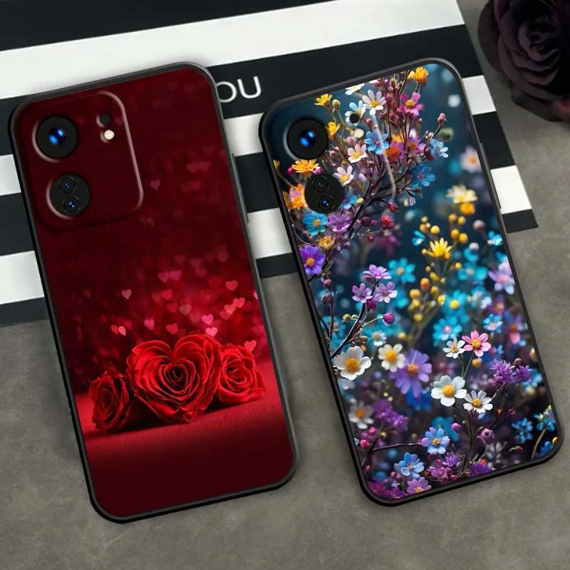 الفن فراشة زهرة الورد ل Xiaomi Redmi 12 13C 12C 13 10C 9T A2 9A 9C 7A نوت 10S 8T 10 9 8 Pro 4G 5G حافظة هاتف سوداء #4