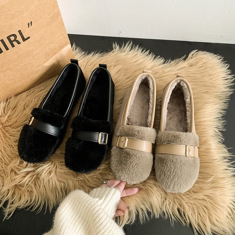 

Women's 2025 New Autumn and Winter Fleece Lined Cotton Slippers with Thick Soles, Suitable for Outdoor Wear