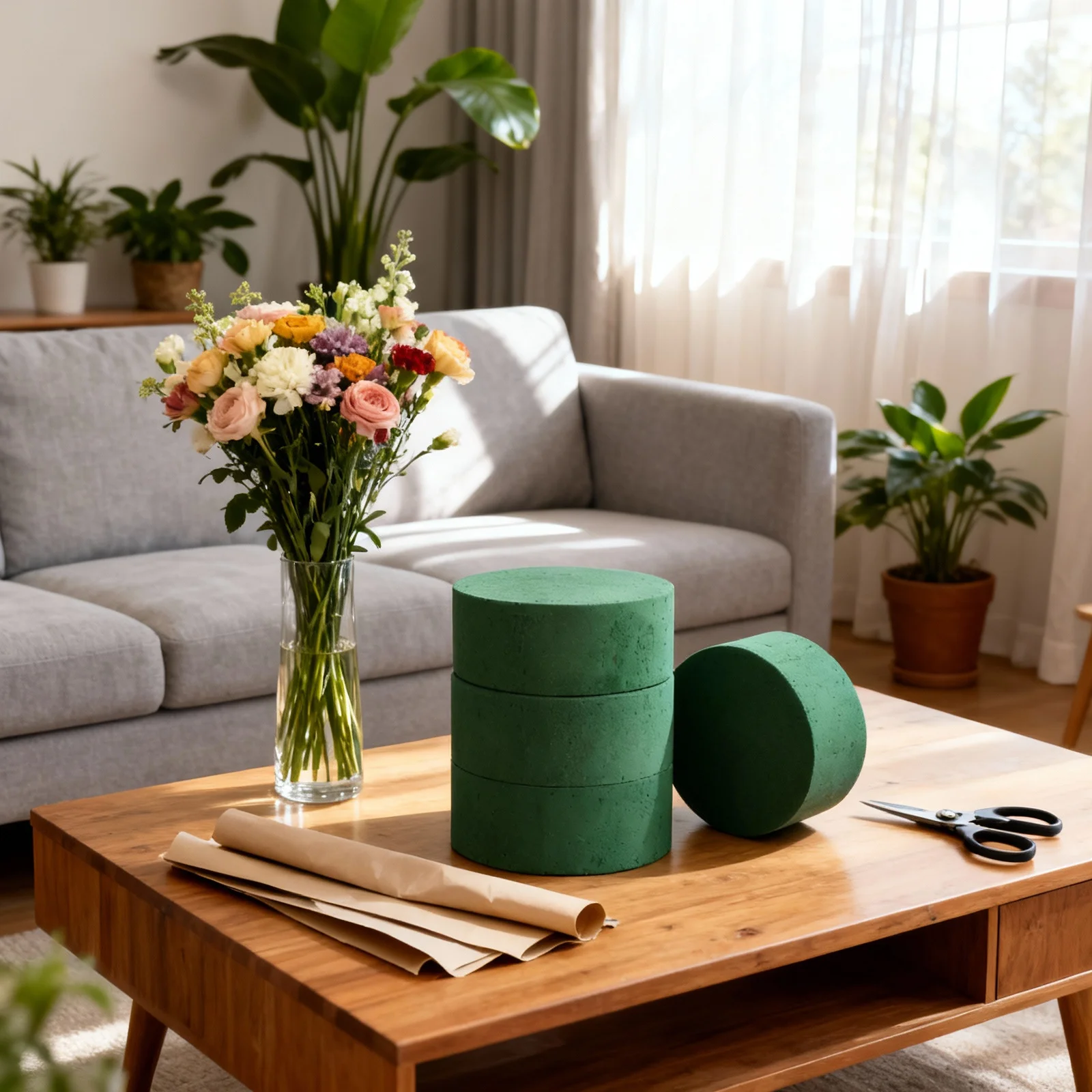 

4 шт. впитывающих блоков флористической пены для цветочных композиций, наполнитель для кашпо и ваз