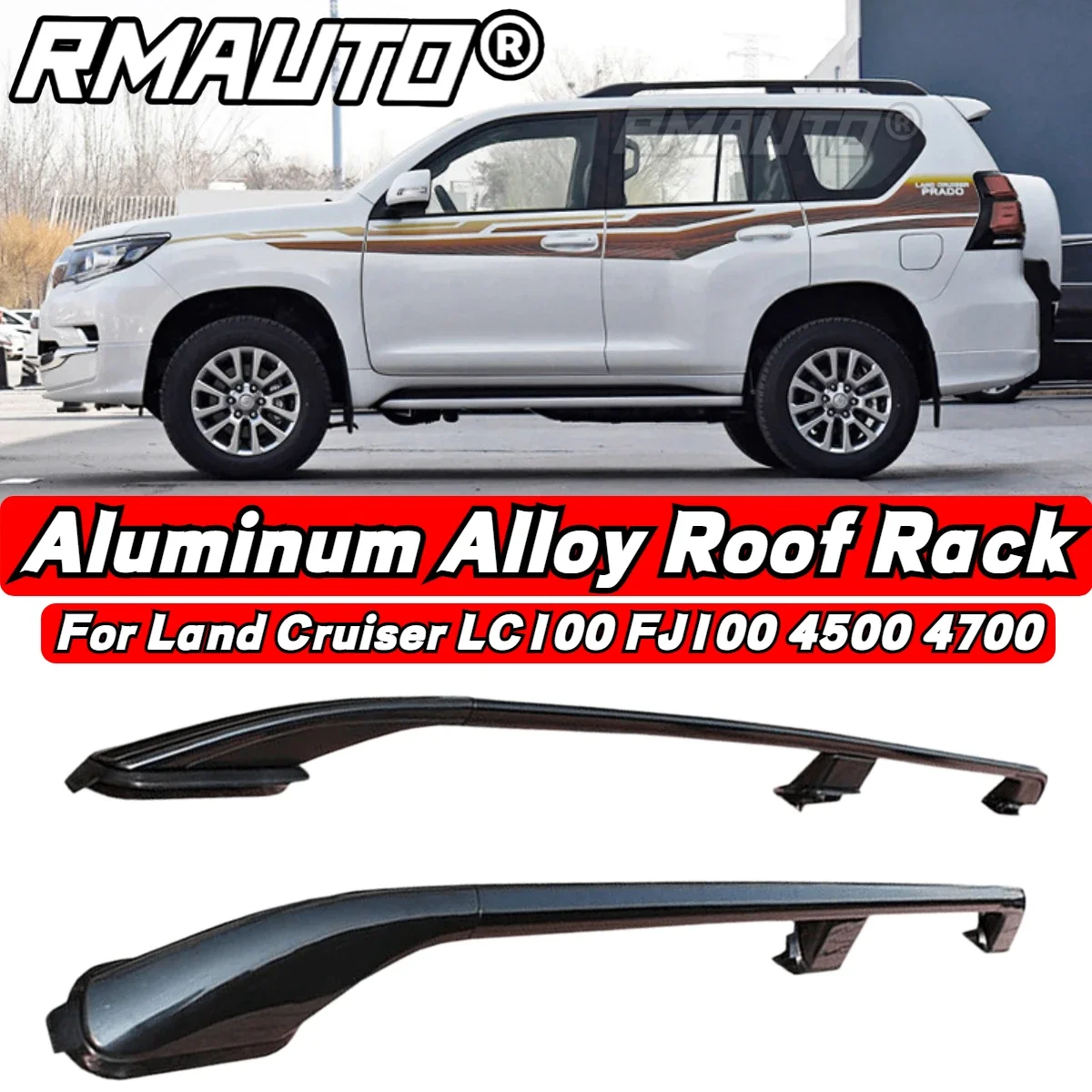 2Pcs Aluminum Alloy Car Top Roof Rack Rail Luggage Rack For Toyota Land Cruiser LC100 FJ100 4500 4700 1998-2007 Car Accessories