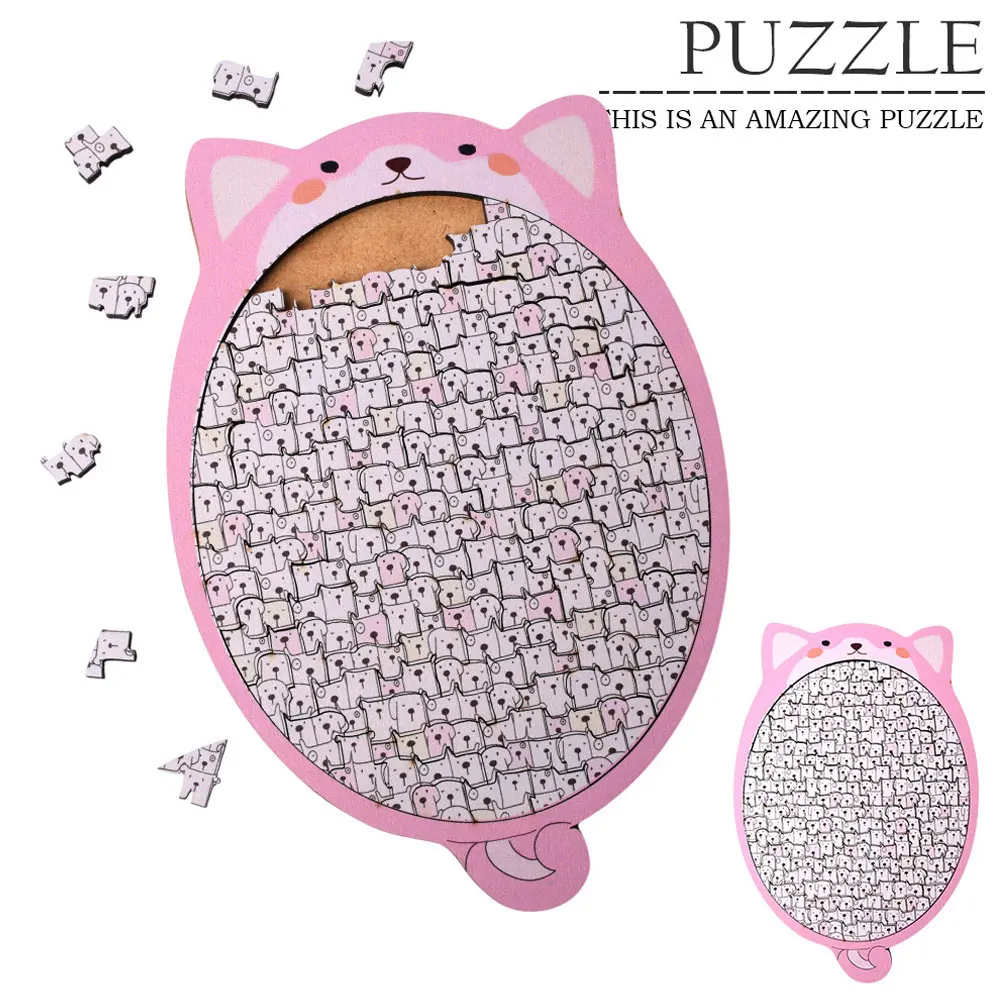

Pink White Puppy 3D Wooden Puzzle Fun Educational Toy for Kids Adults Creative Animal Jigsaw Model Kit Cute Dog Gift UG391