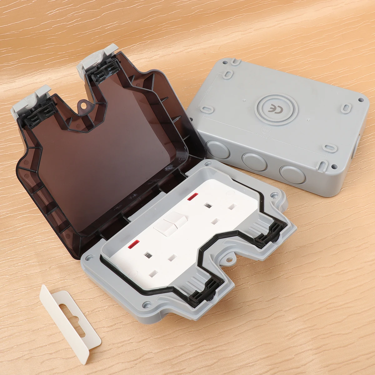 

2 Gang Double Switch Socket IP66 Waterproof Outdoor Electrical Outlet Dustproof Garden Workshop Commercial Appliances