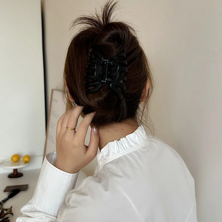 Large Pumpkin Shaped Hair Claw Matte Tortoise Finish Premium Shark Clip for Thick Hair Updo Home