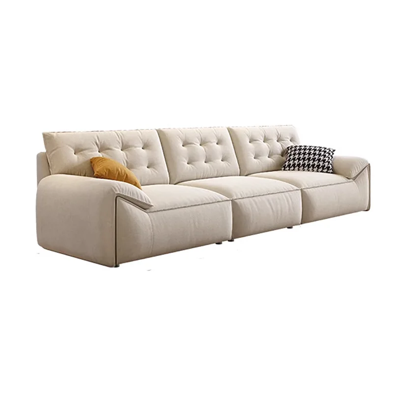

Minimal cream style, straight row simple fabric, small apartment new cloud sofa