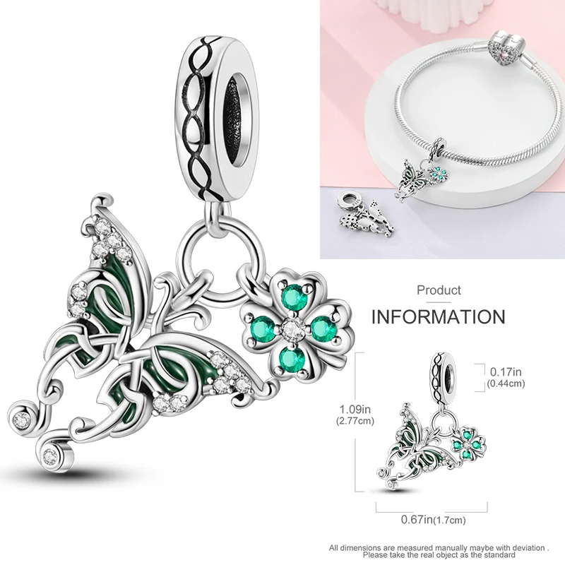 Schmetterlingsanhänger 925 Sterling Silber Rosa Blau Regenbogen Perlenanhänger Passend für Europäische Armbänder DIY Schmuck Geschenk für Frauen und Mädchen 2026 – Detail 23