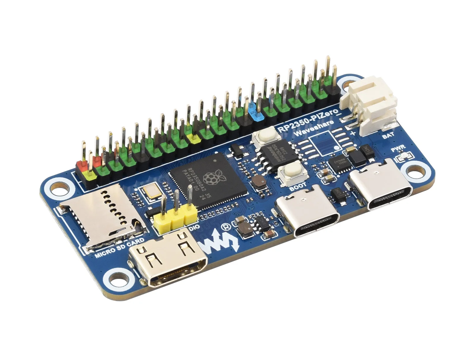 Waveshare RP2350-PiZero Development Board, Based On The Raspberry Pi RP2350 Dual-Core & Dual-Architecture Microcontroller