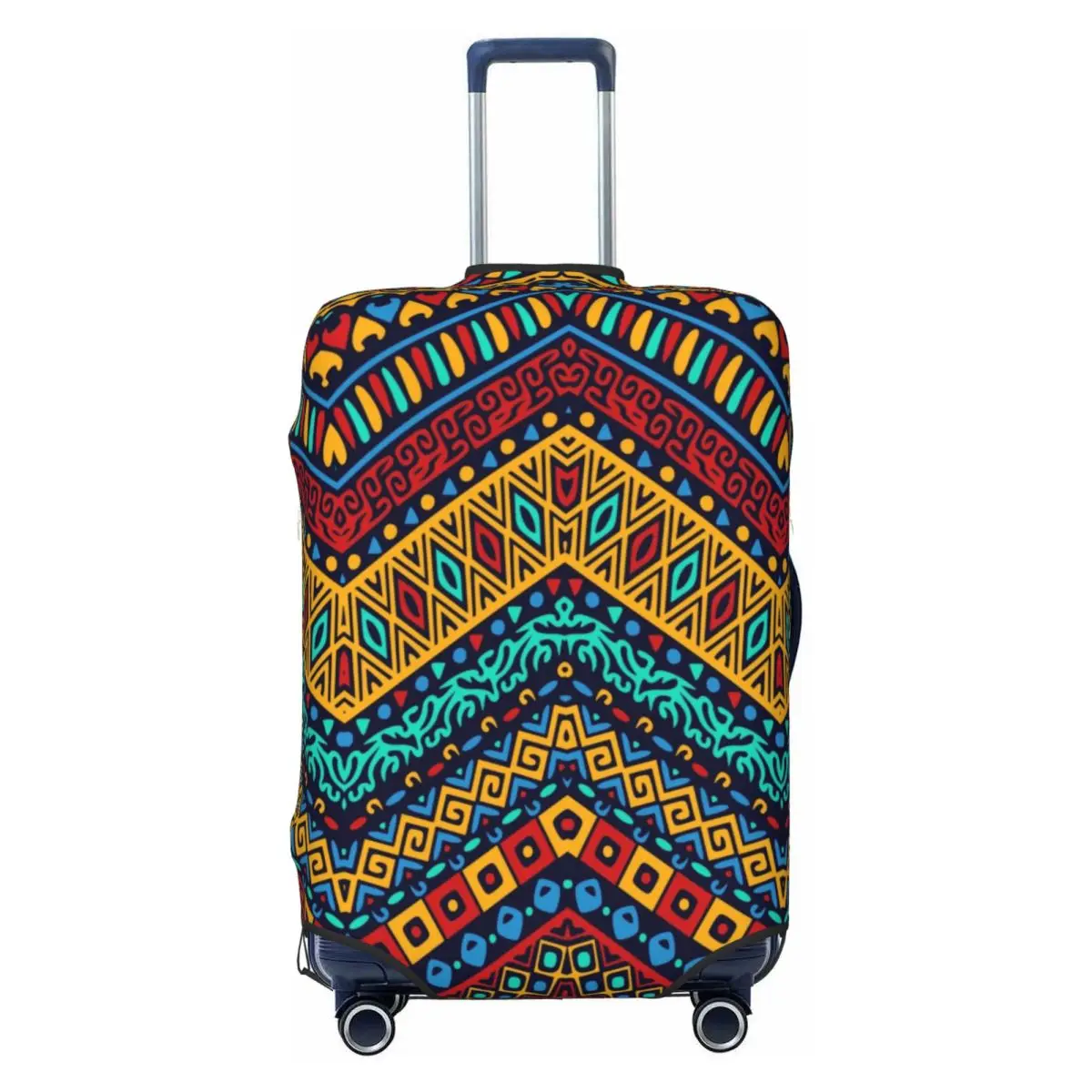 

Colorful African Tribal Pattern Travel Luggage Cover Washable Africa Ankara Print Suitcase Cover Protector Fit 18-32 Inch