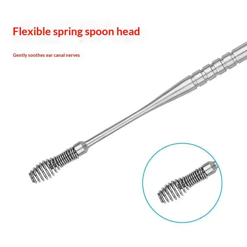 6 Pcs Stainless Steel Ear Wax Removal Tool Ergonomic Tips Storage Case For Daily Home Travel Personal Ear Care〔San〕