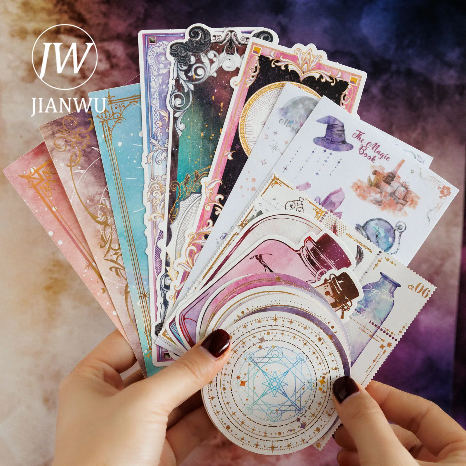 JIANWU 22 Sheets Magic Star Candle Series Vintage Bronzing Decor Material Pack Creative DIY Journal Collage Stationery