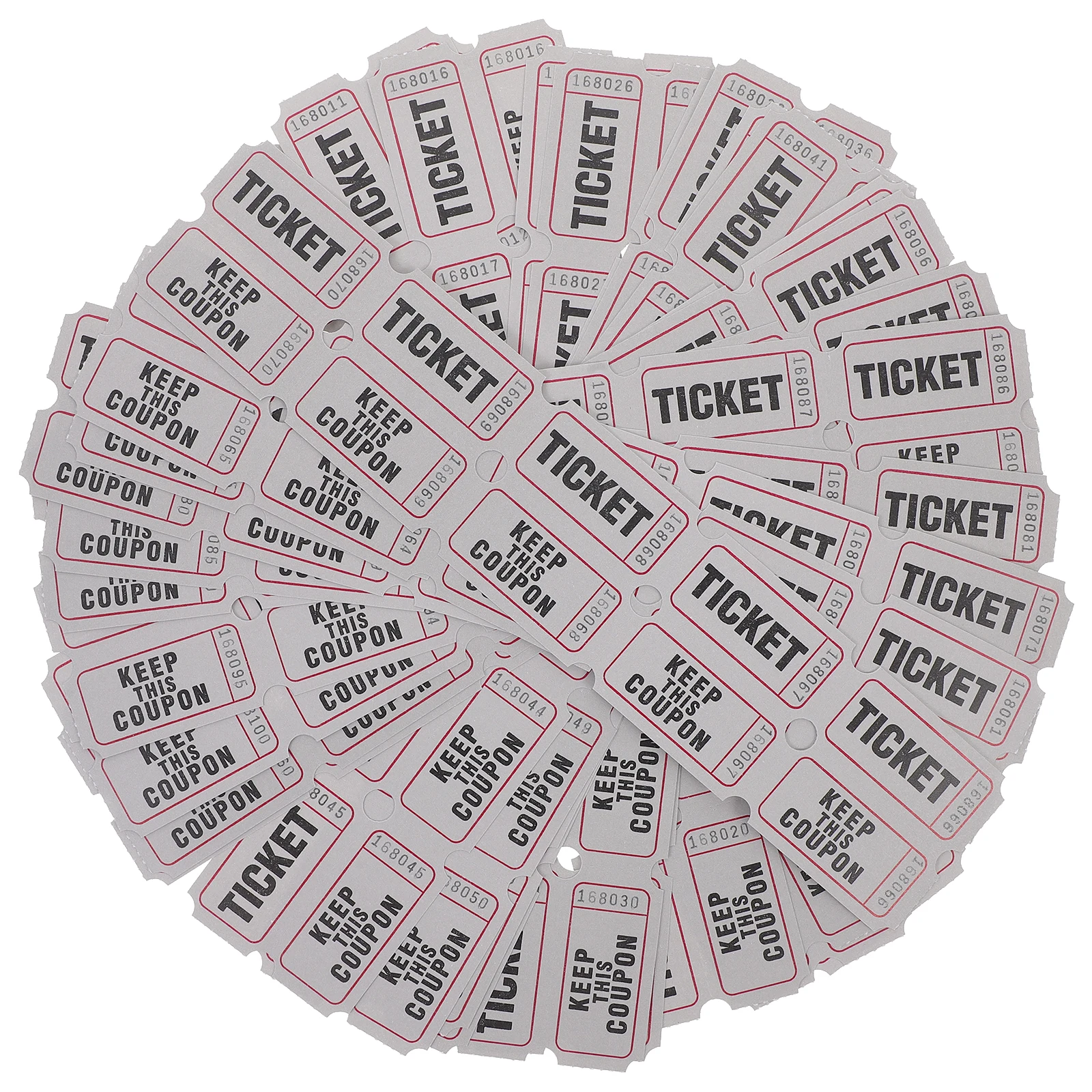 100 Pcs Raffle Tickets Bulk Lottery Game Prizes Carnival Holiday Grey Party Event Tickets Labels Concert Decorations