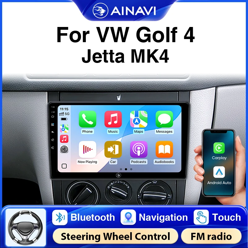 Ainavi Autoradio Per Volkswagen VW Golf 4 Jetta MK4 Classici Bora Auto Multimedia Stereo Senza Fili Carplay Android Auto 9 pollici