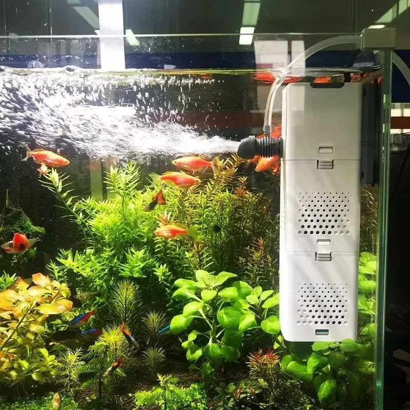 

Fish Tank Filter Water Purification Cycle Three-in-One Built-in Small Aquarium Filter System Oxygen Pump Mute Smart