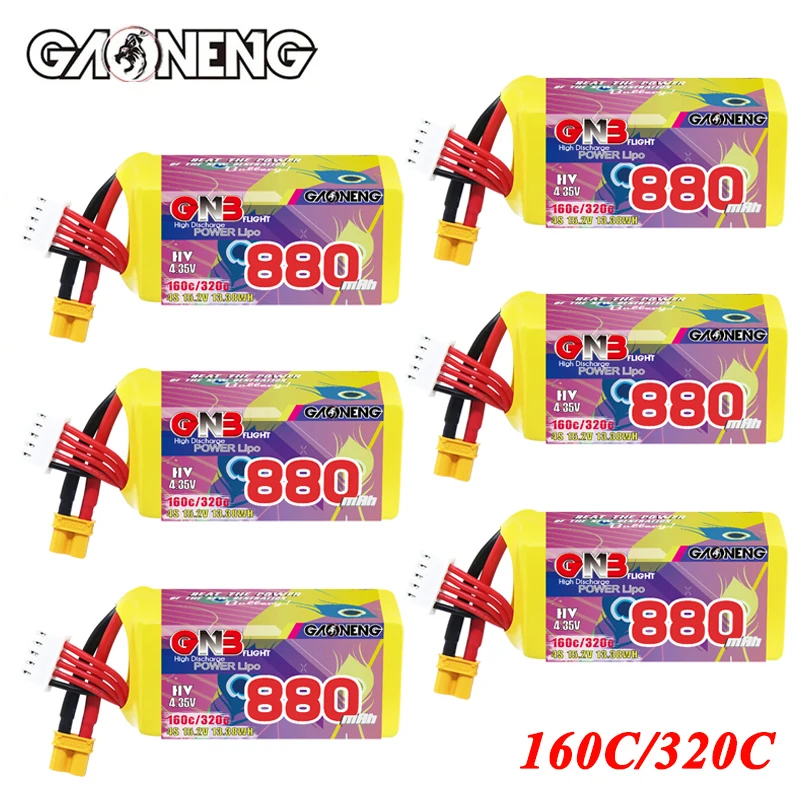 GNB 4S 880mAh 15.2V 160C/320C HV Lipo Battery With XT30 Plug for FPV Airplane Helicopter Drone Quadcopter RC Parts 4S Battery