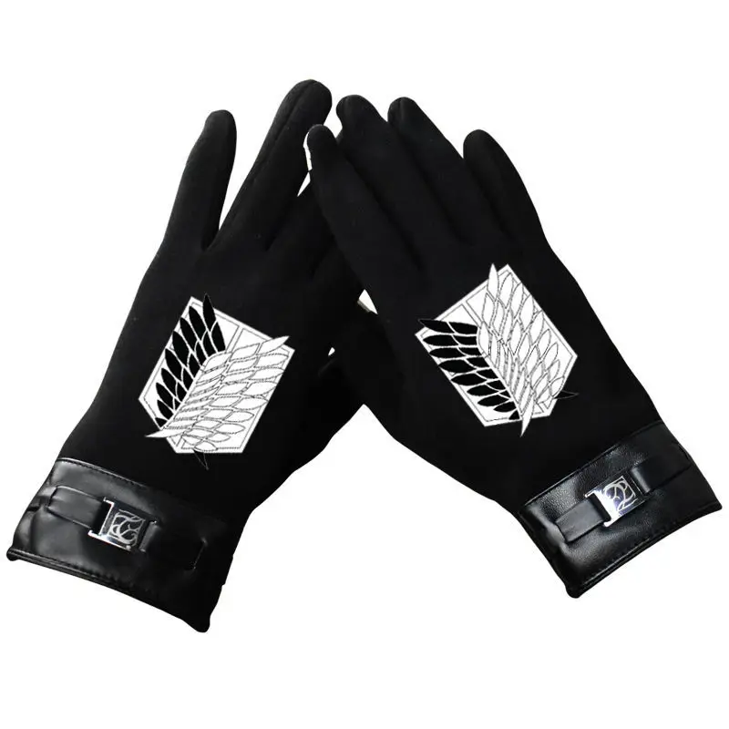 Attack On Titan Eren Jaeger anime peripheral outdoor autumn and winter warm windproof scarf, hat and gloves for boys and girls
