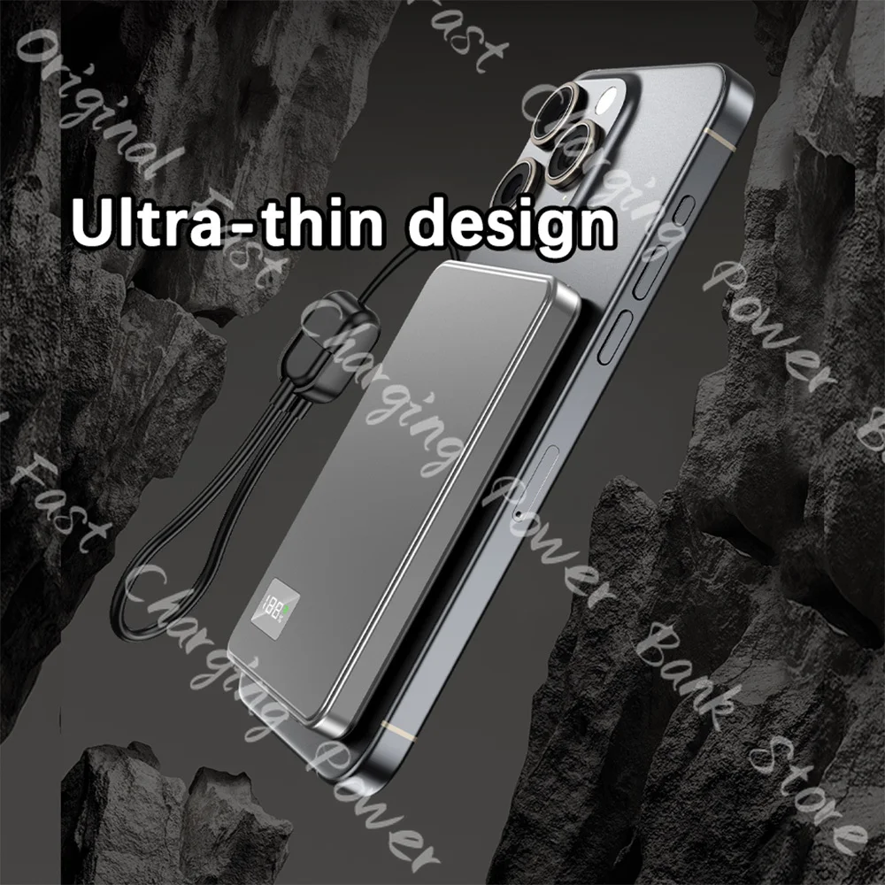 مصدر طاقة مغناطيسي لاسلكي معدني رفيع للغاية بقدرة 30000 مللي أمبير في الساعة يدعم شحن PD25W مناسب لهاتف Samsung IPhone