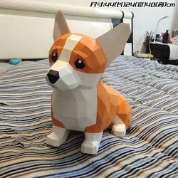 44cm Corgi Paper Model Home Decor Room Ornament Desk Decoration Pet Dog Animal Papercraft 3D DIY Creative Puzzles Hand Made Toys