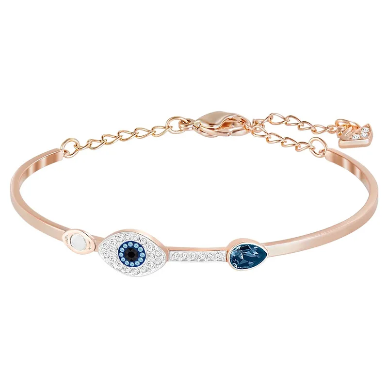 Buy One Get One Free S925 Sterling Silver Full Diamond Rose Gold Devil's Eye Bracelet for Women, European and American Boutique