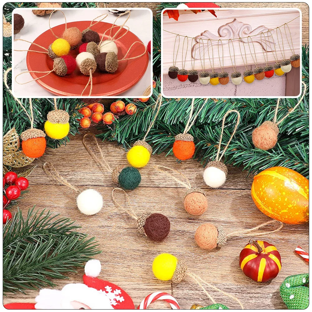 

12Pcs Acorns for Crafts Wool Felt Mini Acorn Pendants Festival Hanging Ornaments Xmas Christmas Tree Decorations