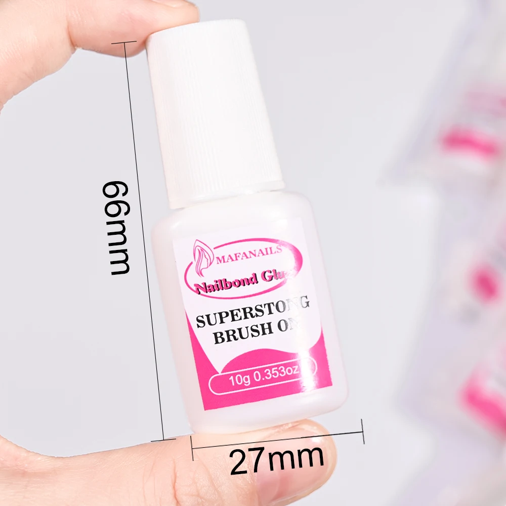 10g/Bottle Brush on Nail Glue for Acrylic Nail Tips,Long Lasting Nail Glue Adhesive Super Bond (7g/pc) Suitable for Professional