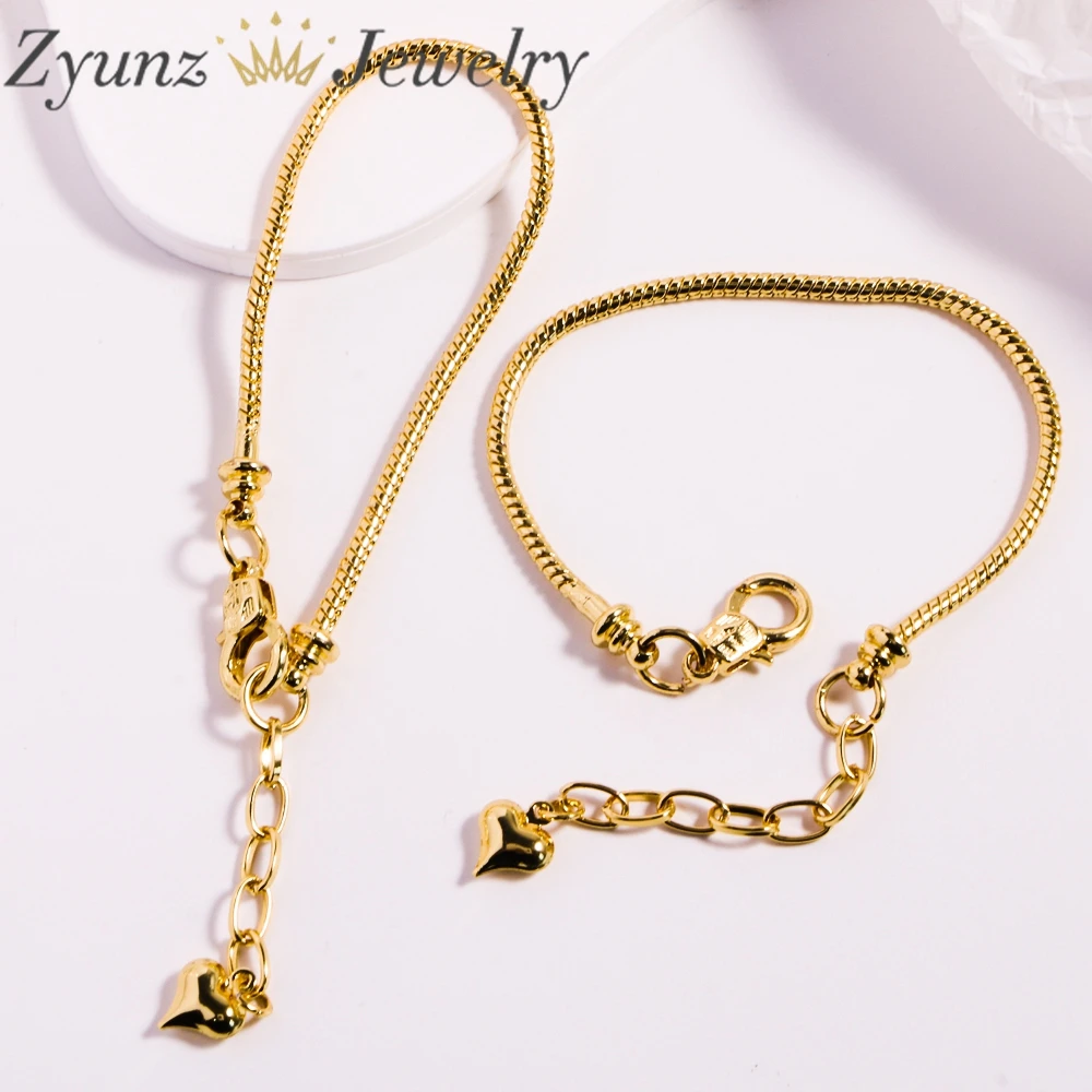 

10PCS, Gold Jewelry 3mm Snake Chain Bracelets for Women Men Trendy Heart Fashion Accessories