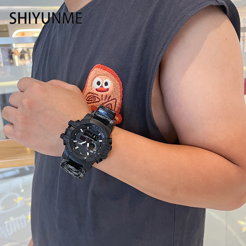 SHIYUNME G Style Men Sports Watches Outdoor Camping Compass Thermometer Waterproof LED Digital Watch Man Military Wrist Watch