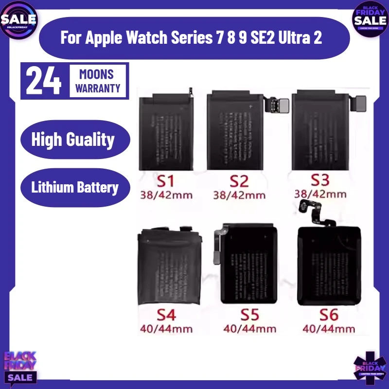 

A2954 A2956 A2815 A2721 A2552 A2663 A2810 A3009 Battery for Apple Watch Series 7 8 9 SE2 Ultra 2 40mm/41mm/45mm/49mm