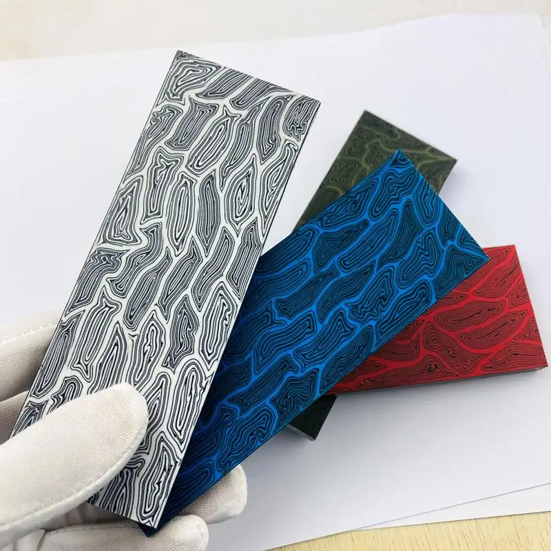 6 Colors 130X45X8MM Damascus Pattern Knife Tools Handle Scale DIY Making G10 Composite Material Board Plate