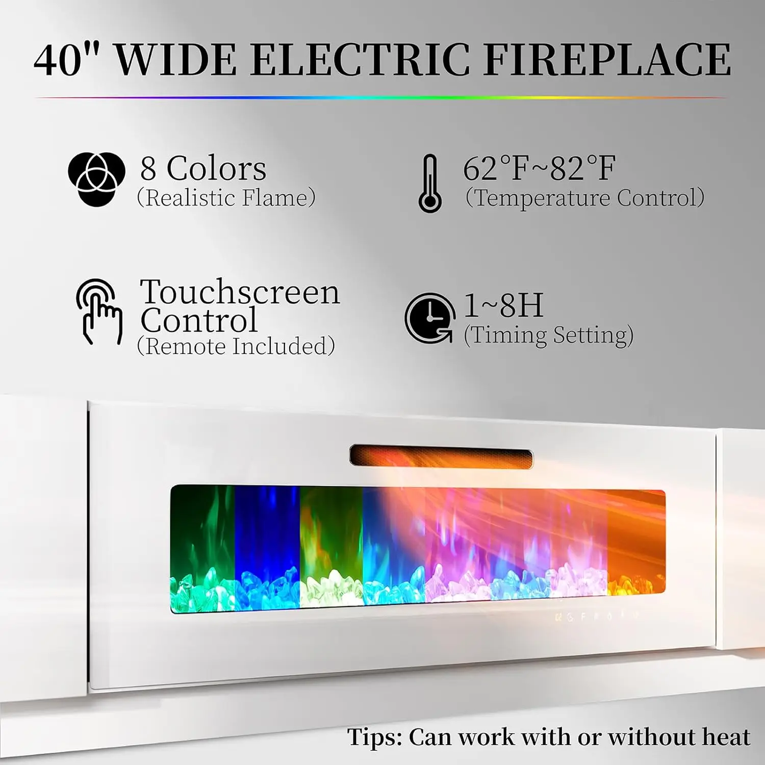 แท่นวางทีวีเตาผิงพร้อมเตาผิง40 "เตาผิง80" ความเงางามทันสมัยศูนย์ความบันเทิงเตาผิงไฟ LED