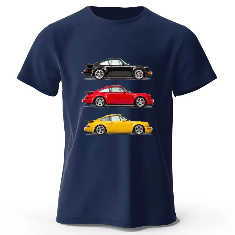 Car Racing Classic Graphic T Shirts Short Sleeve 100% Cotton T-shirts Oversize Tops Summer Harajuku Streetwear Men\'s Clothing