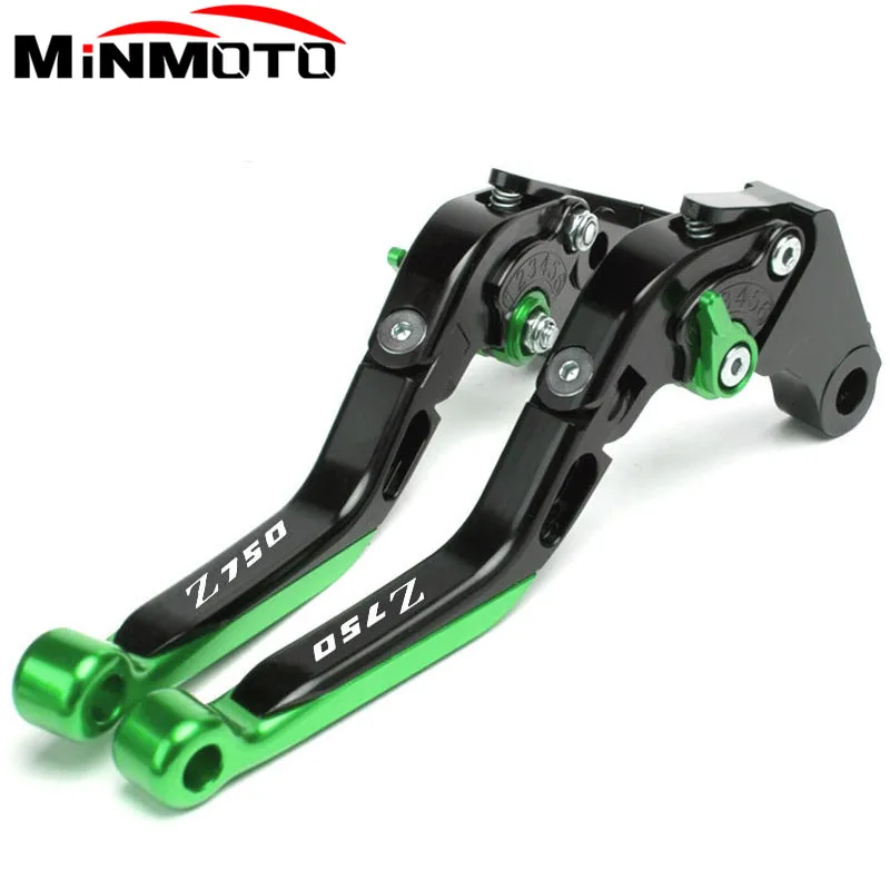 For KAWASAKI Z750 Z 750 2007-2012 Motorcycle Accessories Folding Extendable Brake Clutch Levers LOGO Z750 Green