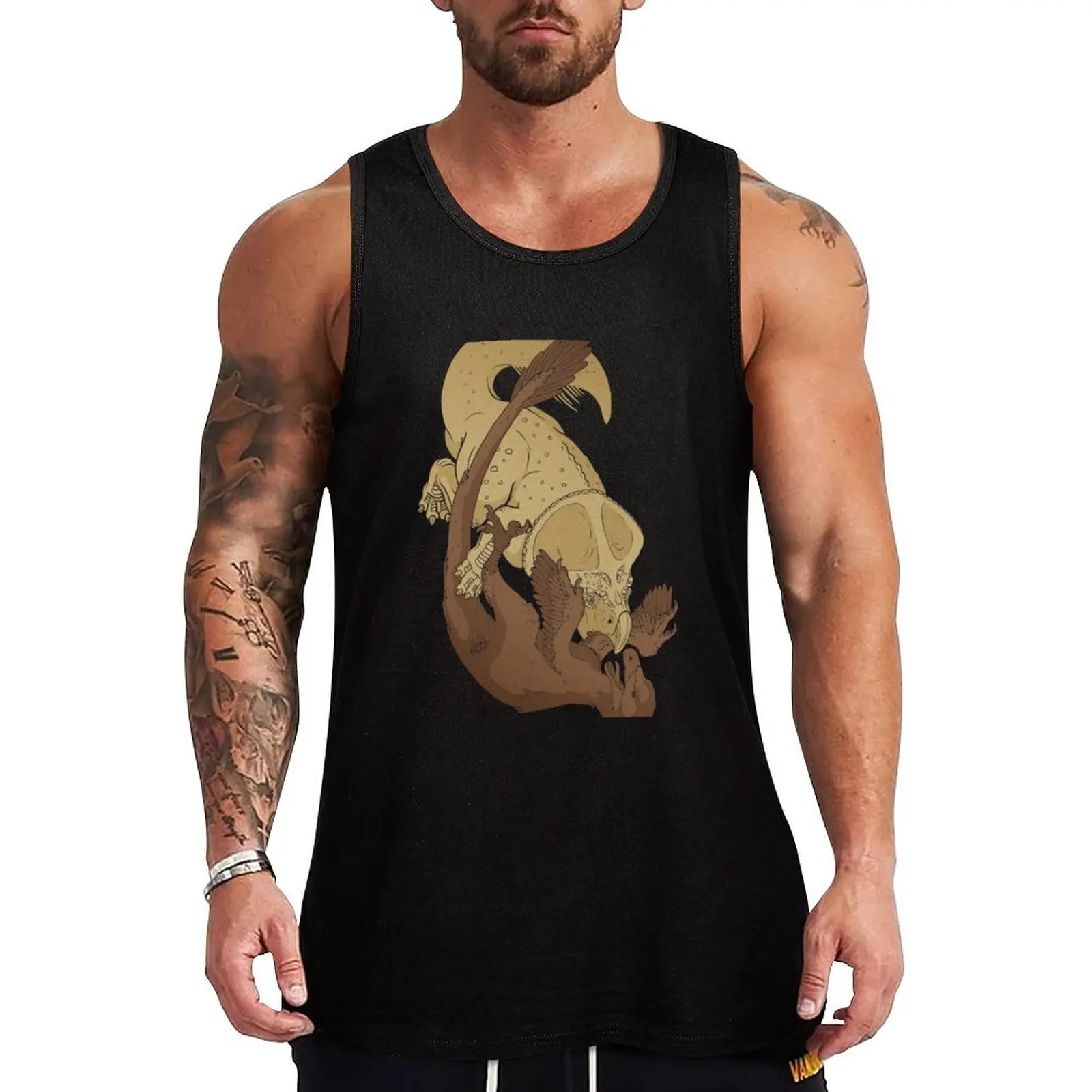 Velociraptor Vs Protoceratops Dinosaur Death Match COLOUR Tank Top Dry Fit Workout Tank Top Sleeveless Athletic Shirt