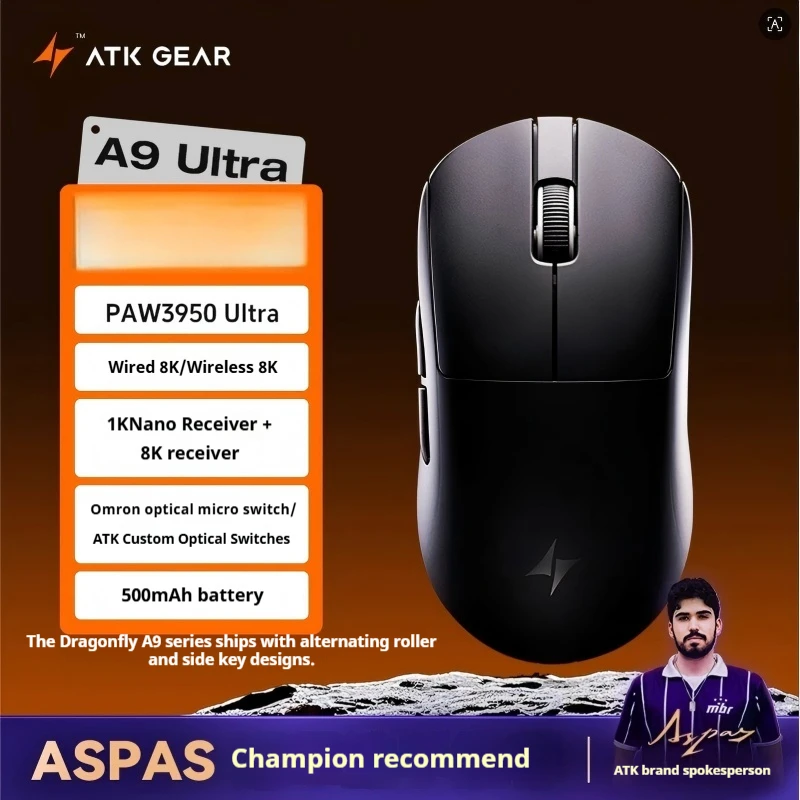 

Atk A9 Ultra Max Wireless Gaming Mouse 3mode Paw3950ultra 750ips 53g Lightweight 600mah Nordic 54l15 Gamer Office Gift