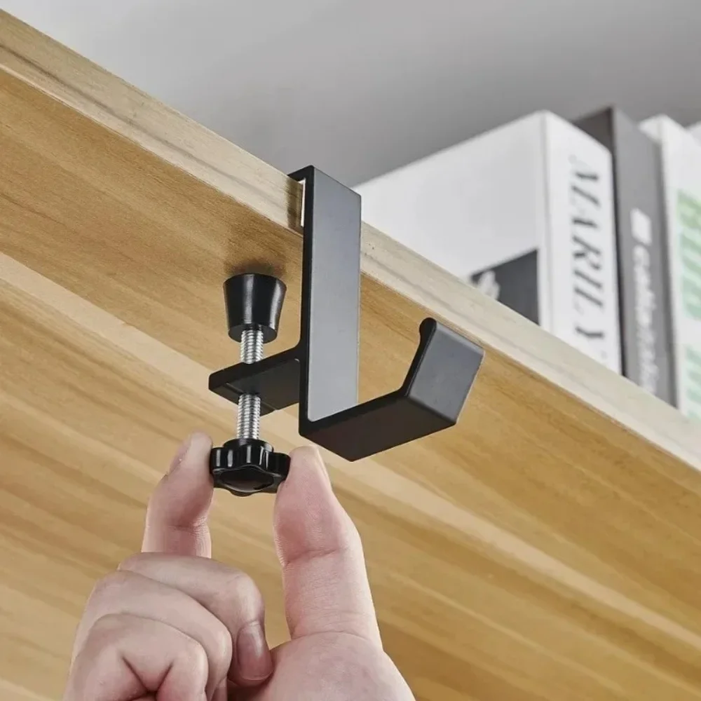 1/2 Peças Gancho Ajustável para Borda de Mesa, Suporte para Headset Gamer, Gancho de Armazenamento para Mochila, Organizador de Mesa e Escritório Sem Furos