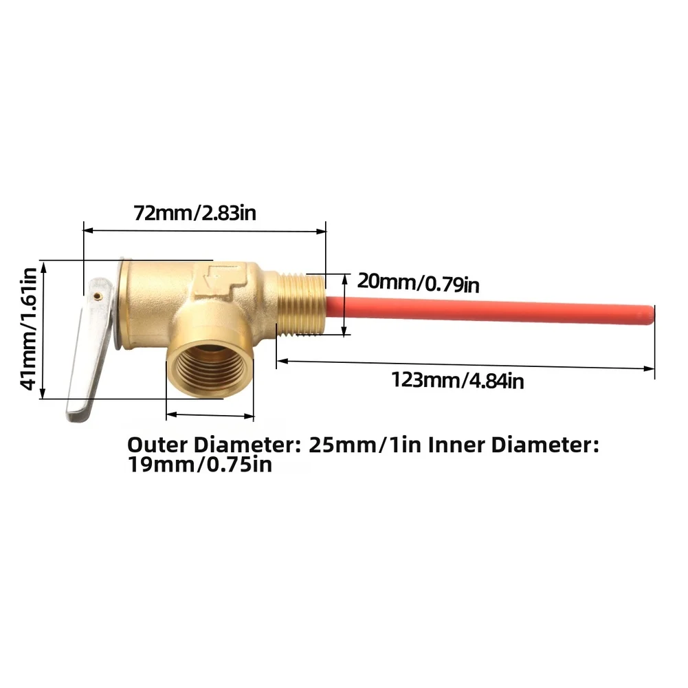 1/2 Inch NPT For Rv Water Heater Pressure Relief Valve Brass Temperature Safety Automatic Release 150 PSI 210F Direct