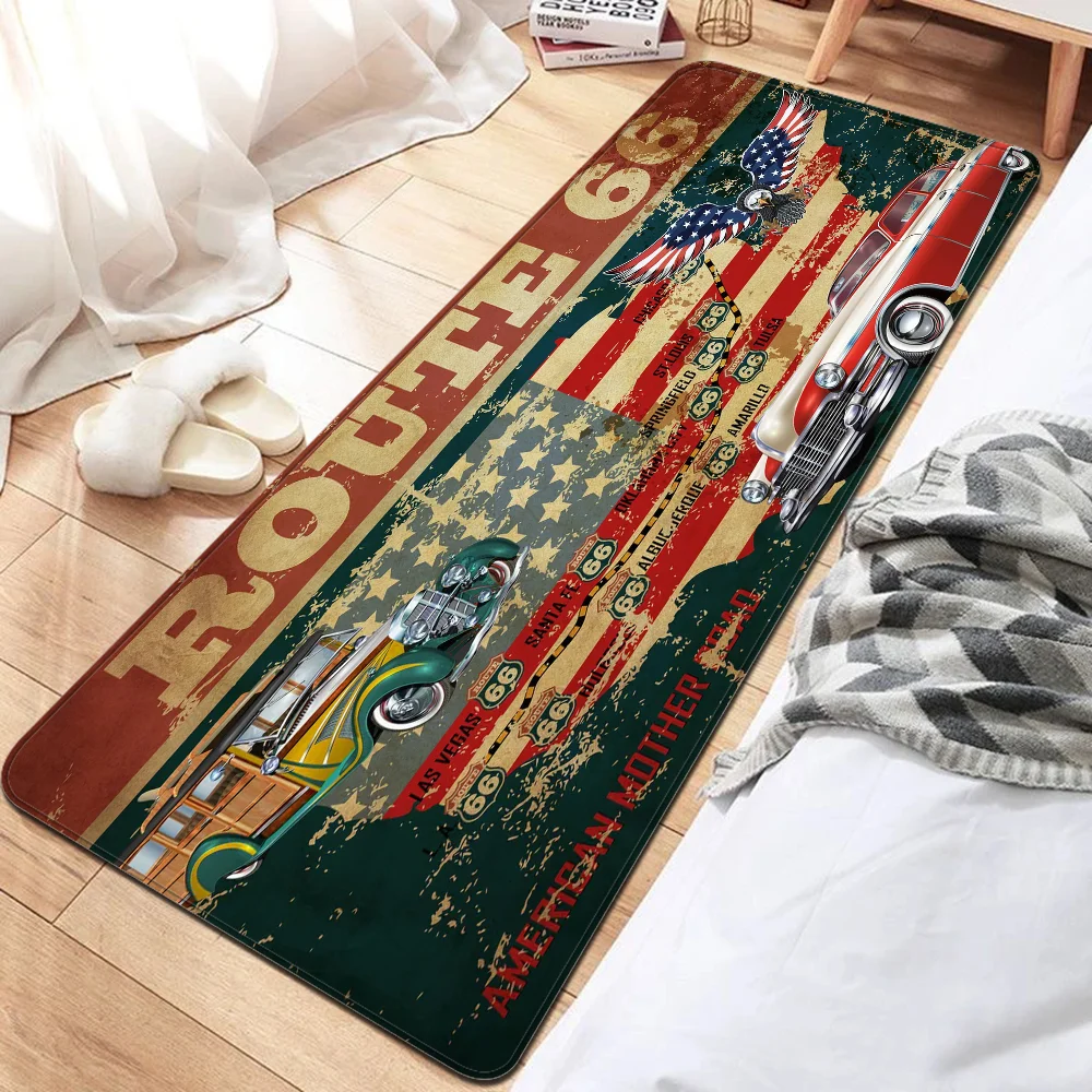 Route 66 Floor Mat Bathroom Mat Kids Room Bedroom Decoration Balcony Anti-Slip Doormat Living Room Welcome Rug