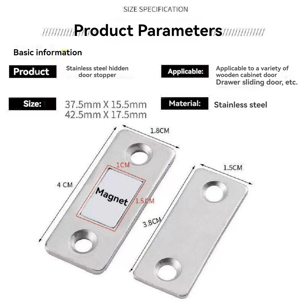 Magnetic Cabinet Catches Ultra-Thin Door Magnets Stops Invisible Adhesive Drawer Catch Soft-Catch Kitchen Closet Door Closer