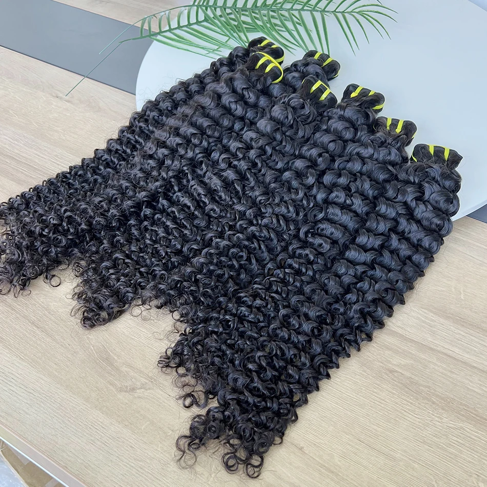 Yiwigs 10A Grade Deep Curly 100% Thick Sew In Human Hair Bundles 10-30 inches Black 3 Bundle Deals Raw Hair Weave Extensions