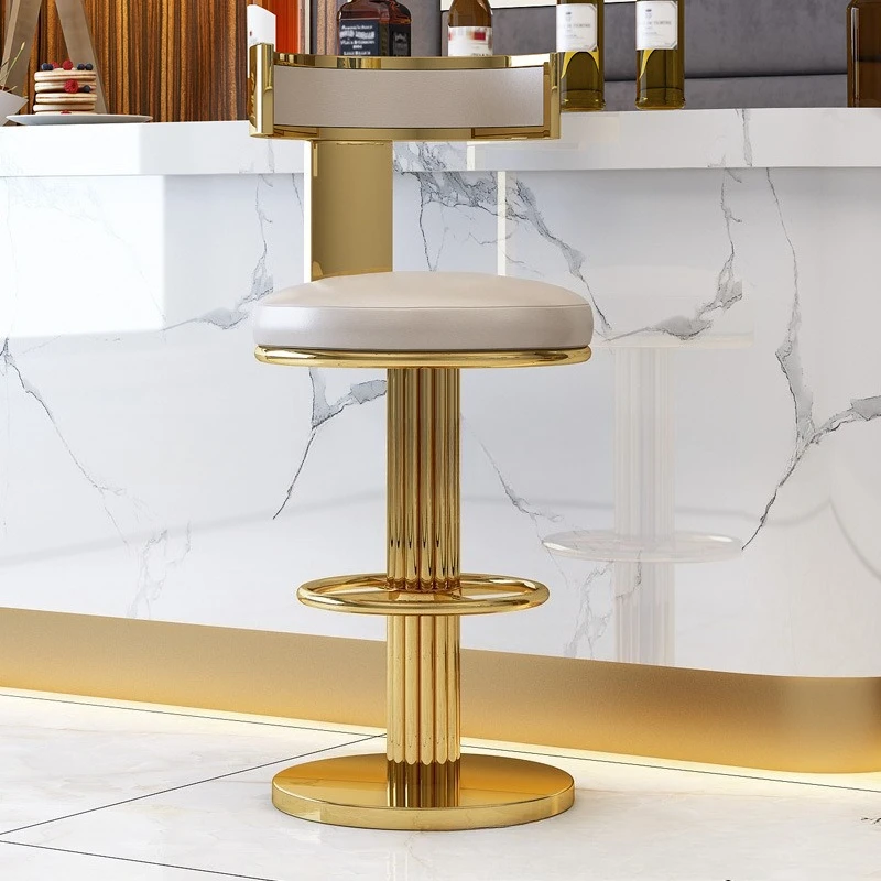 

Light luxury stainless steel bar counter, chair casual creative restaurant hotel bar cafe high stool chair, rotating bar chair