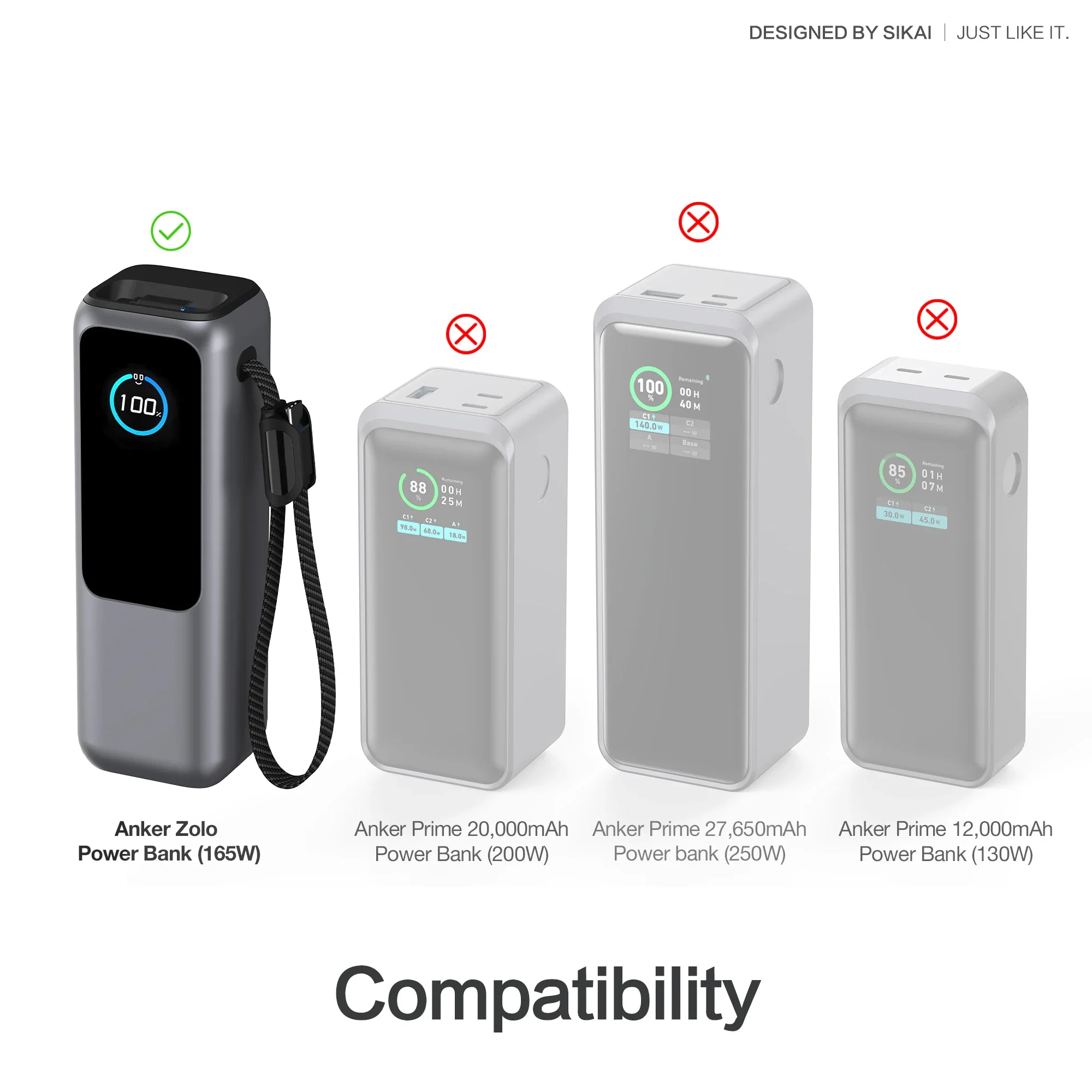 حافظة واقية من السيليكون غطاء مقاوم للغبار حقيبة حمل للسفر لـ Anker Zolo 25000mAh 165W قوة البنك TF/SIM حقيبة التخزين