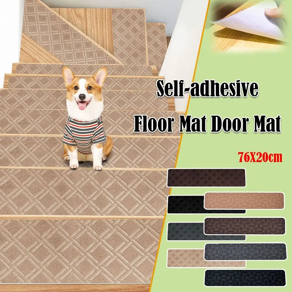 Fashion 76X20cm Staircase Mat Non-Slip Safety Stair Tread Carpet Mat Self-adhesive Soft Stripe Door Mat Home Decor